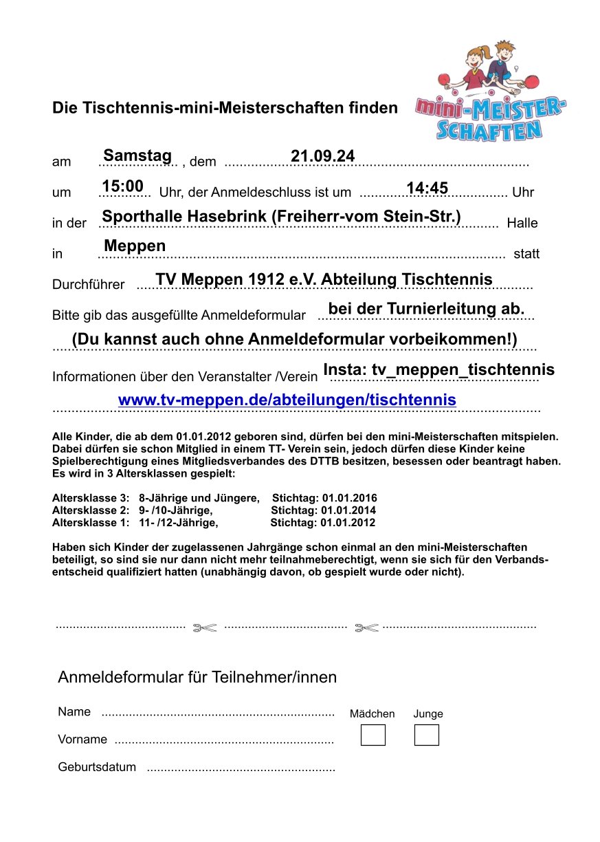 Kinder spielen um den mini-Meister-Titel. Formular: TV Meppen